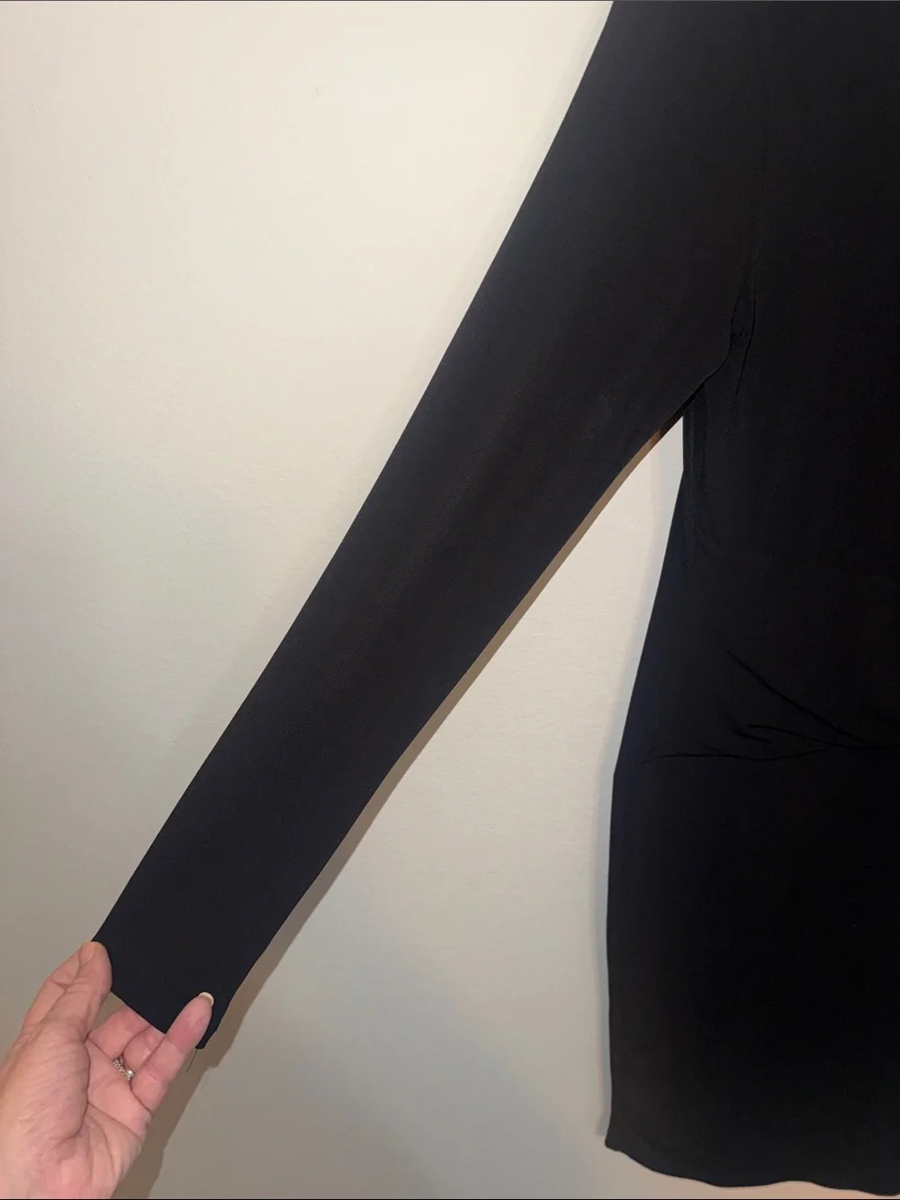 Michael Kors Black Long-Sleeve Faux Wrap Slinky Knot Detail Dress - Small